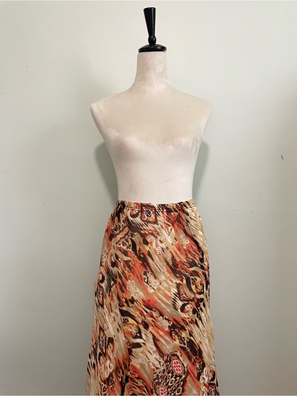 Boho Maxi Skirt in Cream, Brown & Orange